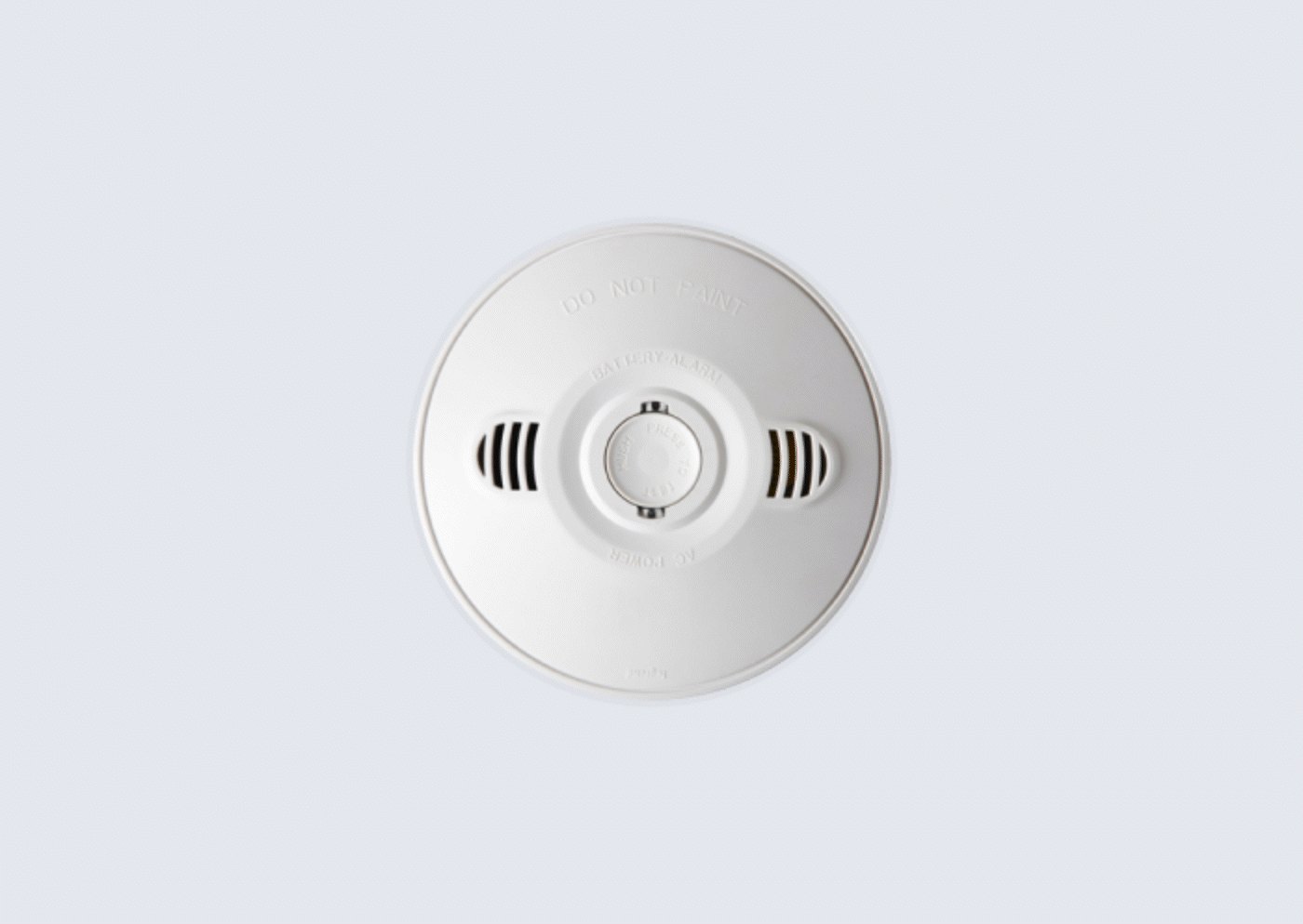 Interconnected photoelectric smoke alarm mounted on a ceiling